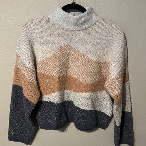 Color block turtle neck sweater